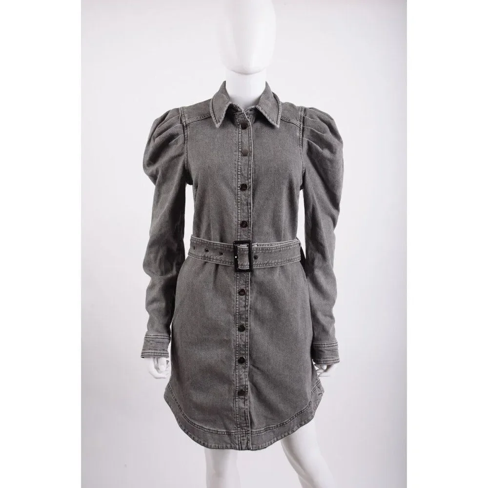 Ted Baker Womens Pasccal Denim Shirt Dress Ted Sz 2 US 6 Gray With Belt